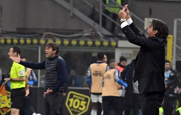 Inter Milan head coach Simone Inzaghi and Lazio manager Marco Baroni