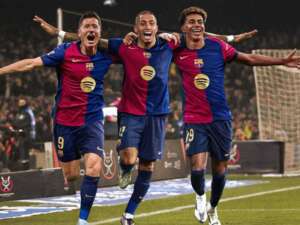 Robert Lewandowski, Raphinha, and Lamine Yamal