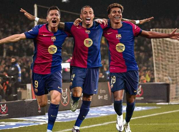 Robert Lewandowski, Raphinha, and Lamine Yamal